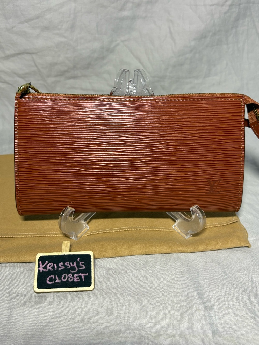 ❤️ Louis Vuitton Kenyan Fawn Brown Epi Leather Pochette Accessoires Clutch